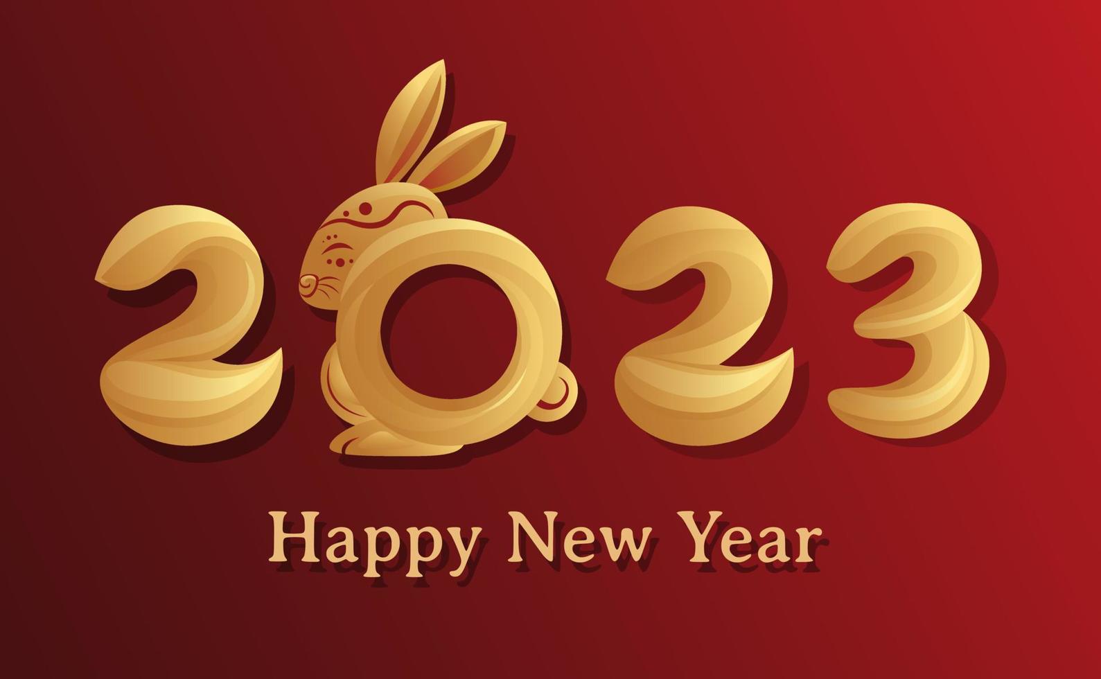 2023 chinesisches neujahrskaninchentierkreissymbol im goldenen farbverlaufsfarbillustrationsvektor vektor