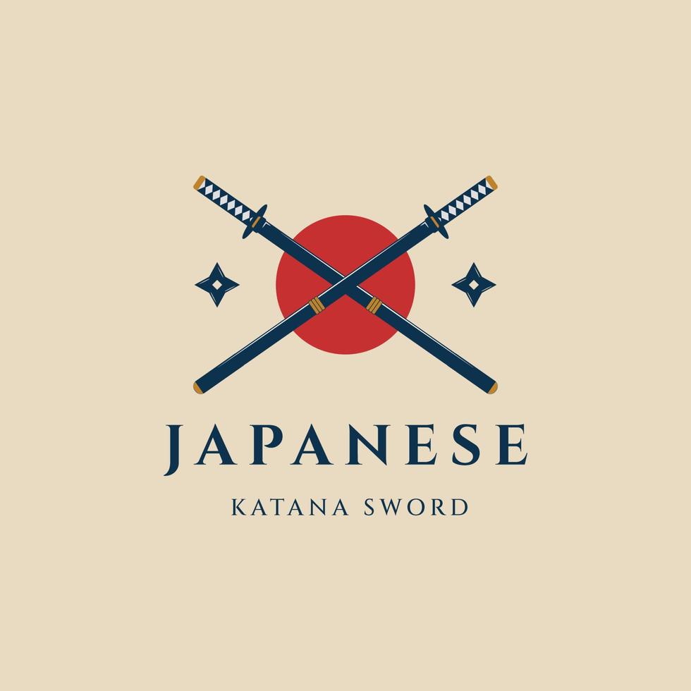 katana schwert japanisches logo vintage vektorillustrationsdesign vektor