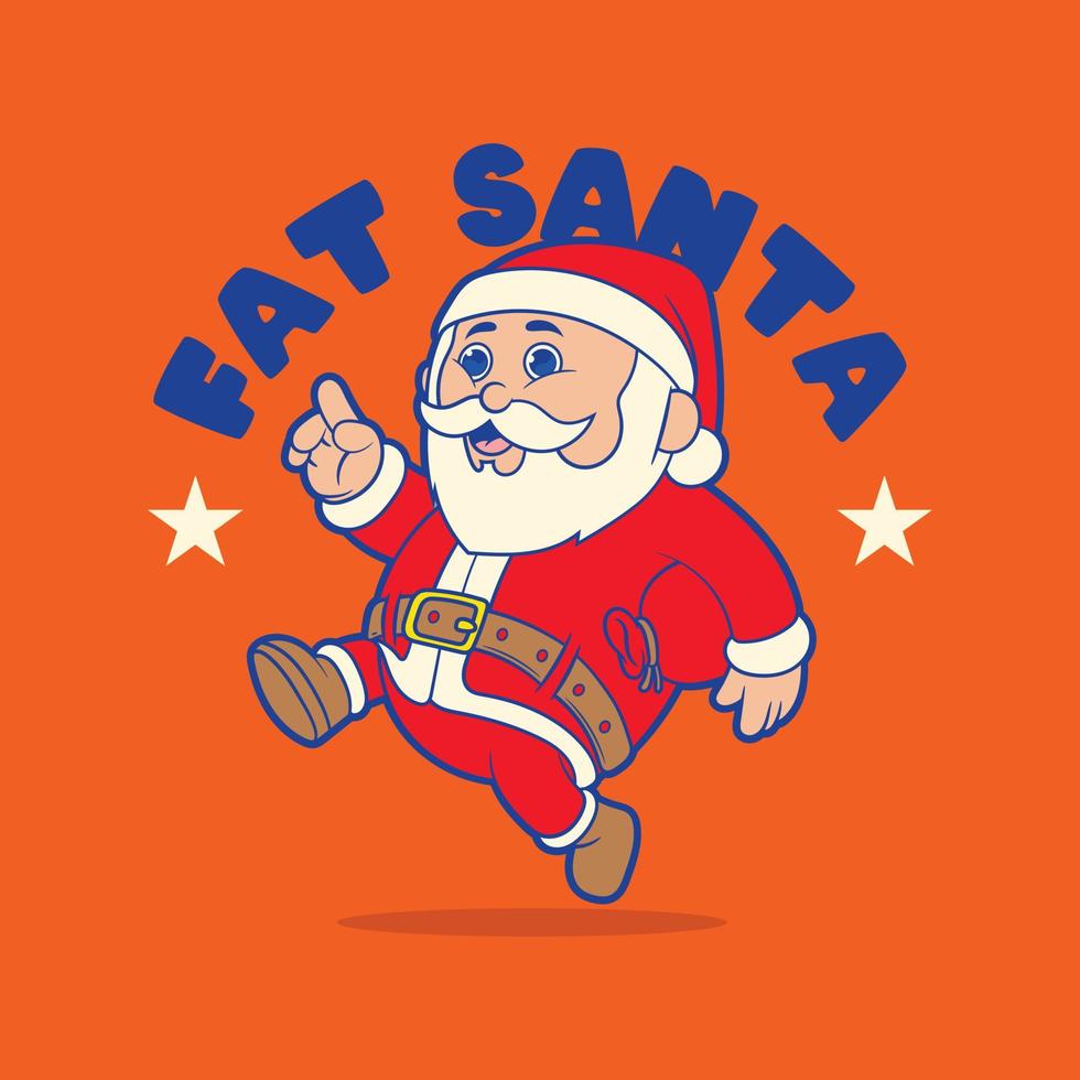 söt och fett santa claus karaktär löpning vektor illustration. Semester, säsong design begrepp.