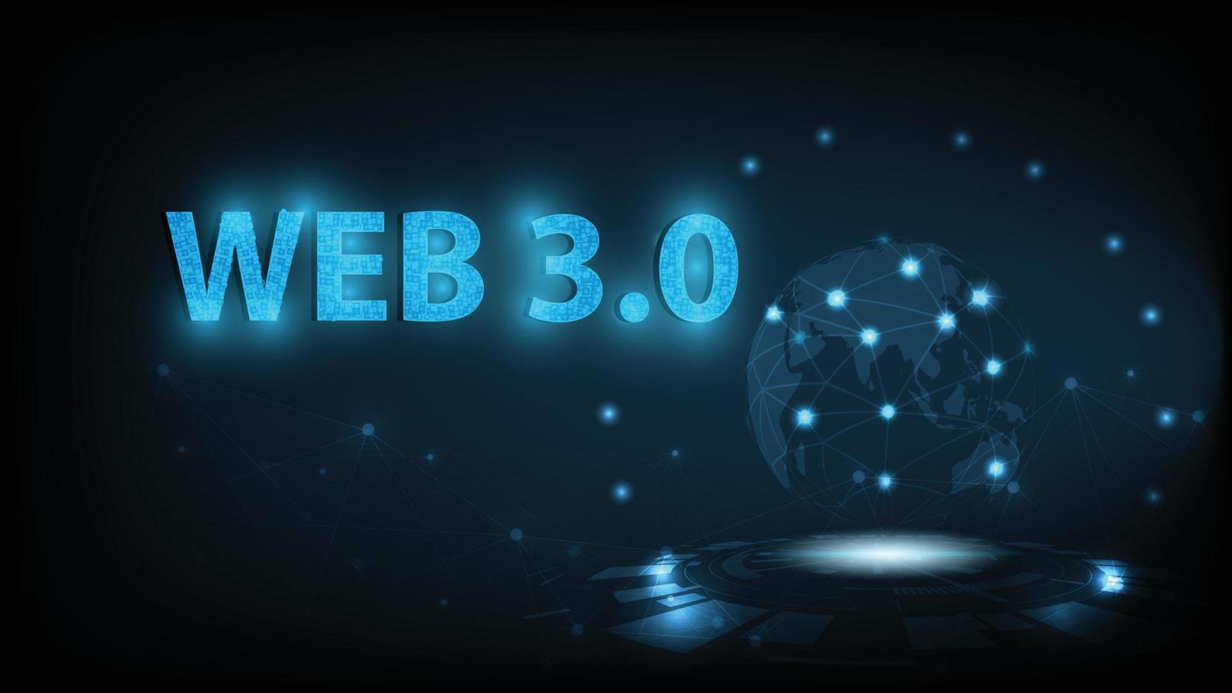 webb 3.0 text på mörk blå teknologi bakgrund design koncept av uppgradera ny teknologi. vektor