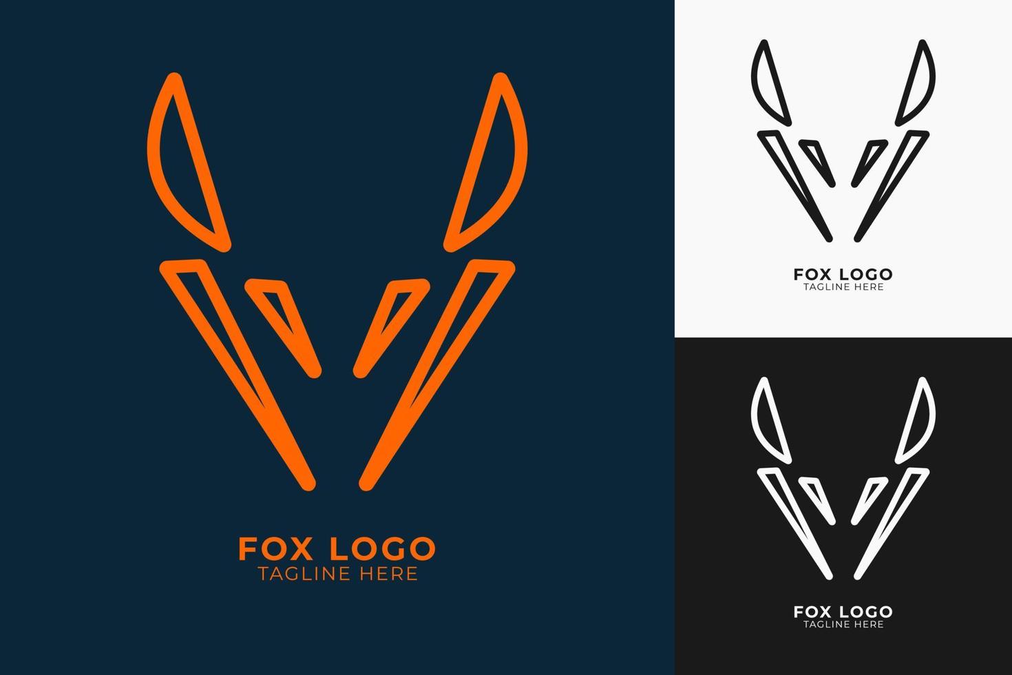 räv logotyp minimalistisk design. modern form unik huvud räv logotyp design vektor