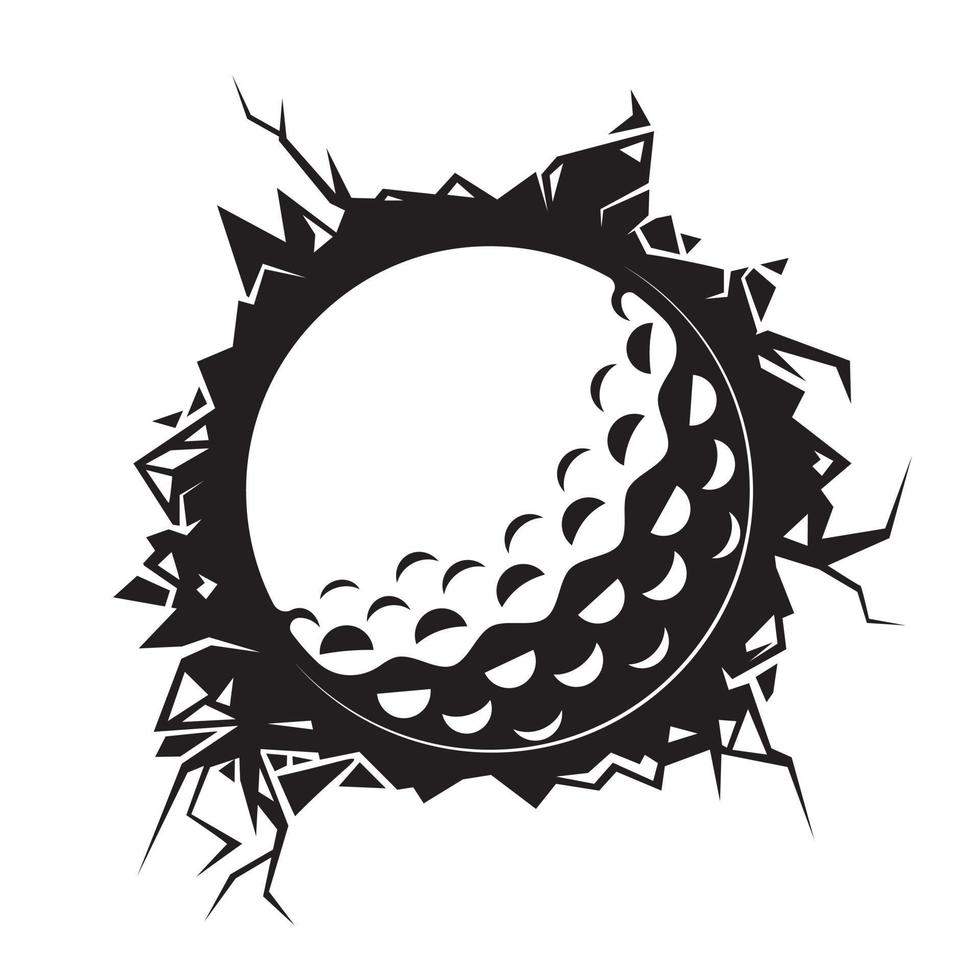 Golfball rissige Wand. Golfclub-Grafikdesign-Logos oder -Symbole. Vektor-Illustration. vektor