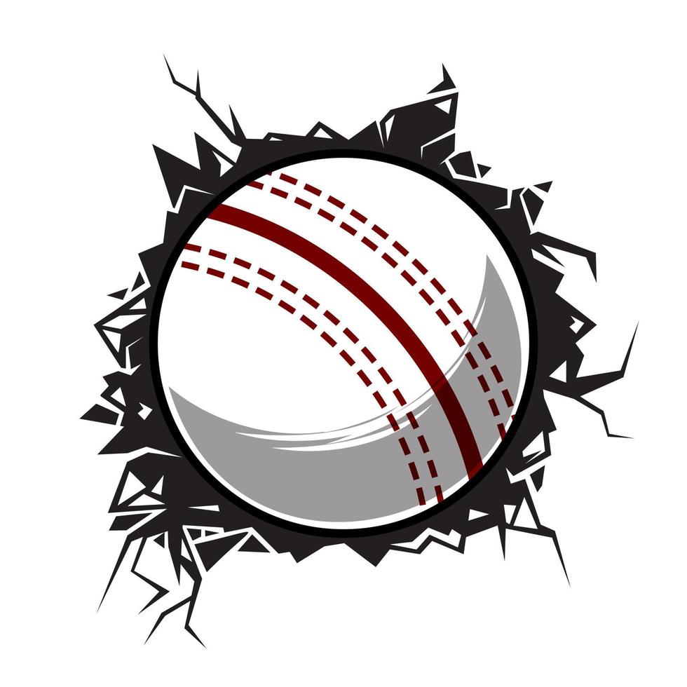Cricketball rissige Wand. Cricket-Club-Grafikdesign-Logos oder -Symbole. Vektor-Illustration. vektor