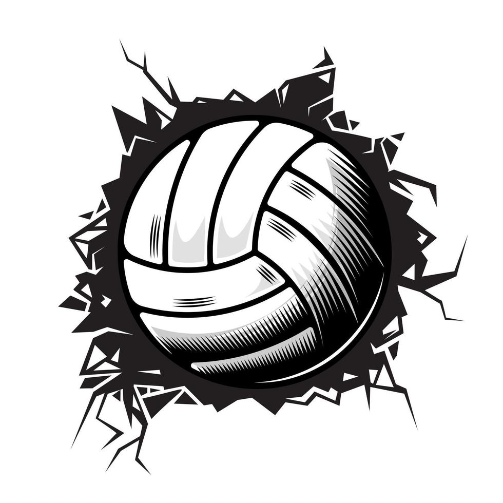 Volleyball rissige Wand. Volleyballclub-Grafikdesign-Logos oder -Symbole. Vektor-Illustration. vektor