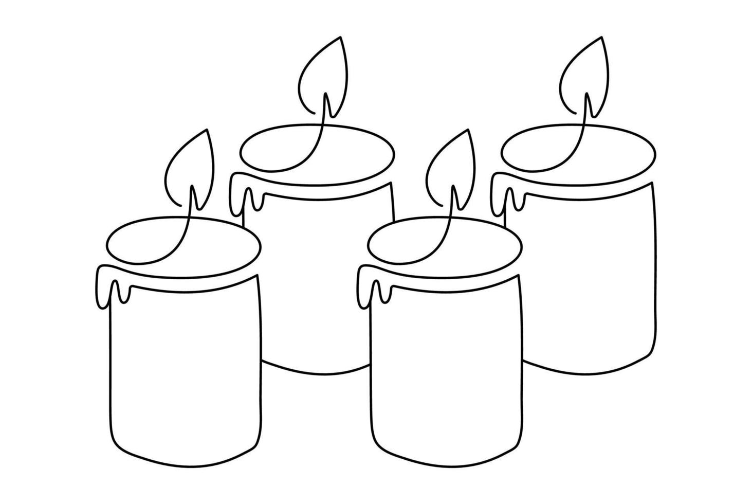 hand dragen ett linje vektor brinnande fyra 4 ljus logotyp ikon. kontinuerlig jul första advent översikt illustration för hälsning kort, webb design isolerat Semester inbjudan