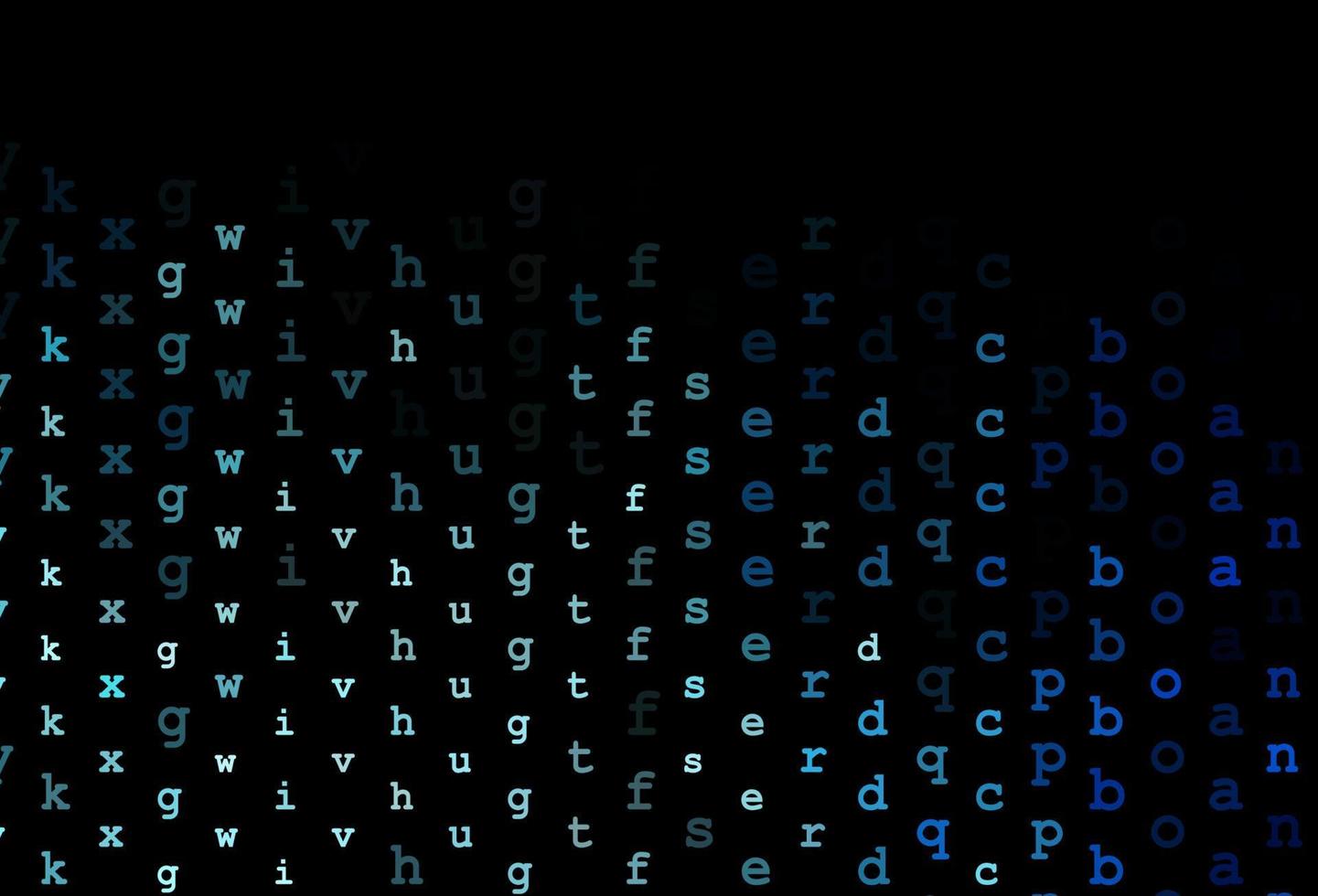 mörkblå vektorbakgrund med tecken på alfabetet. vektor