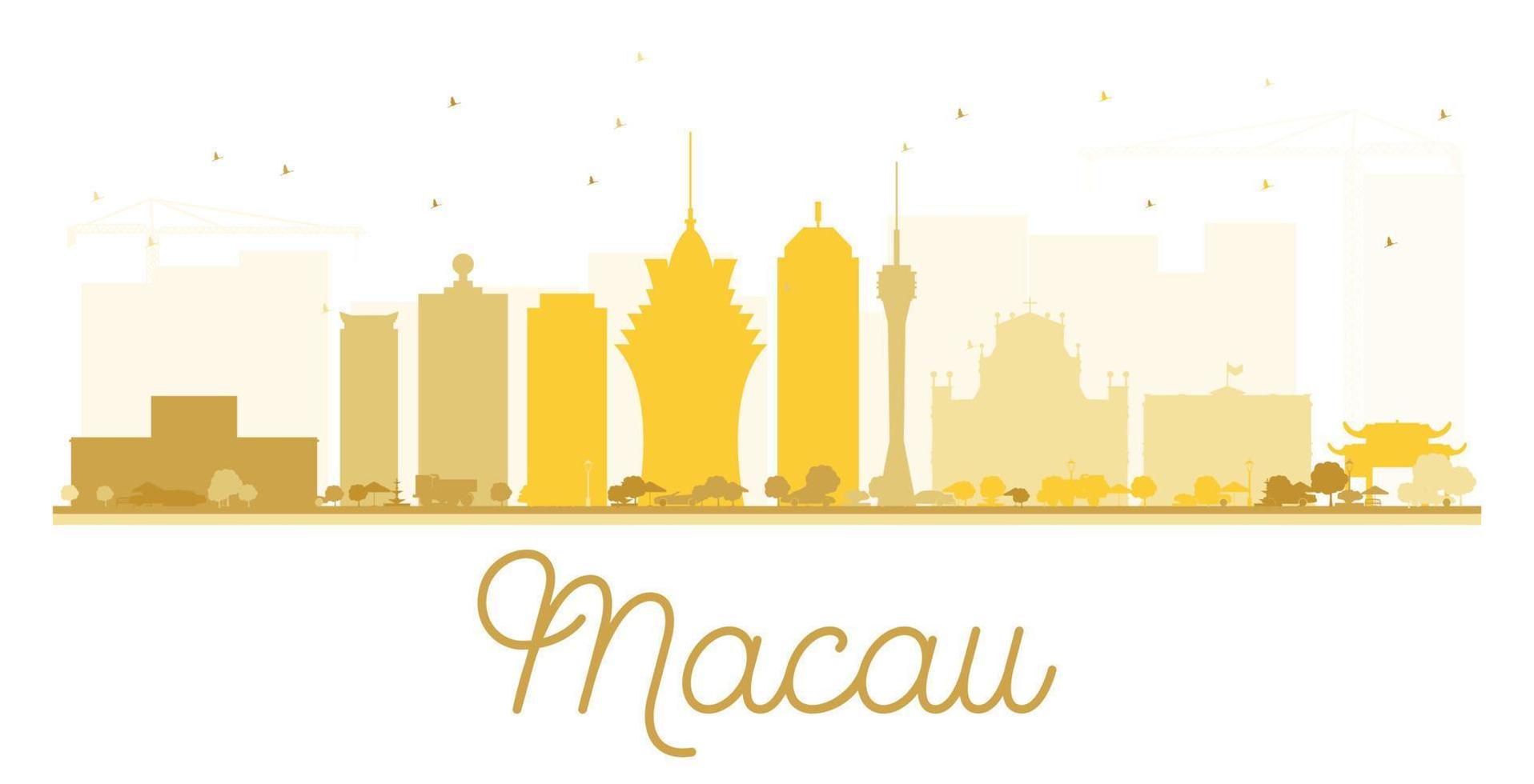 goldene silhouette der skyline der macau-stadt. vektor