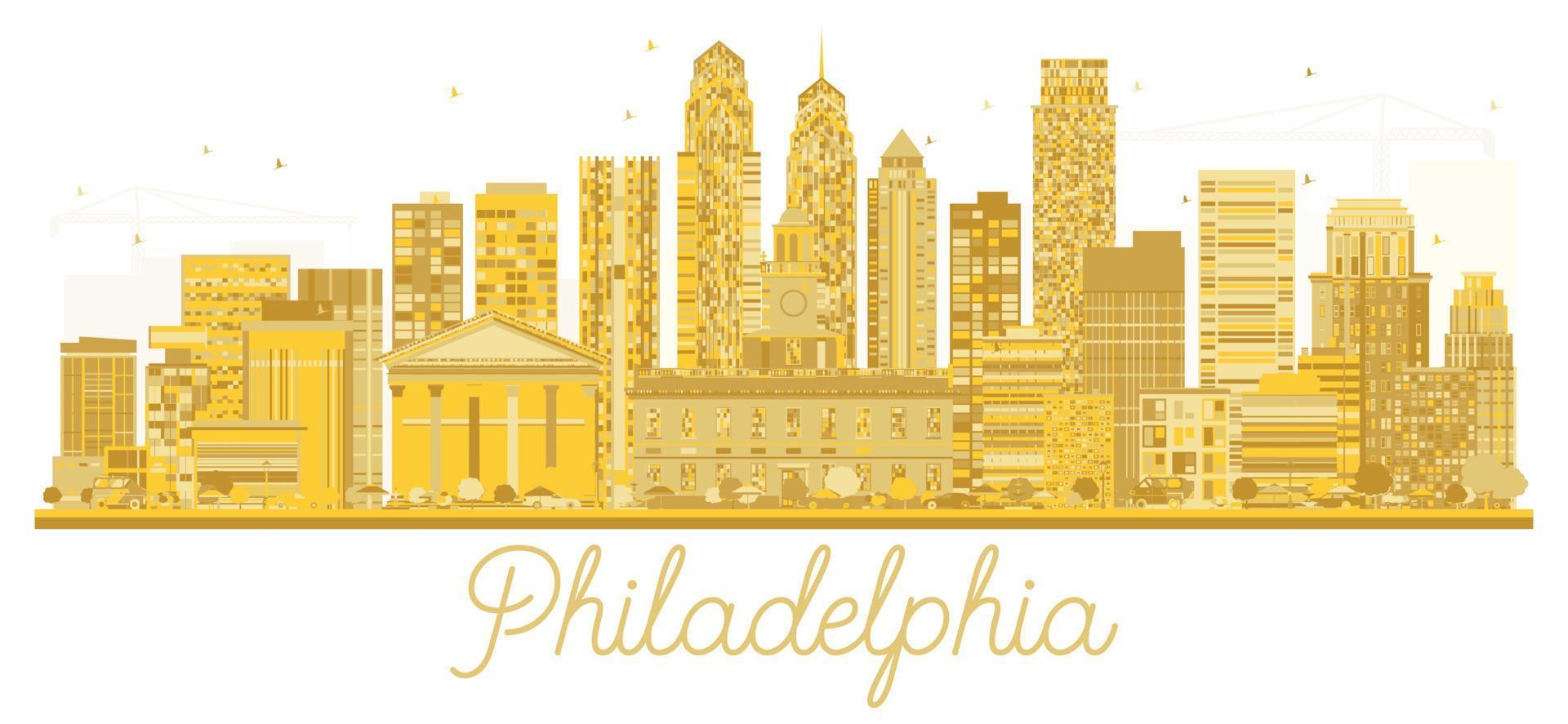 philadelphia stadt skyline goldene silhouette. vektor