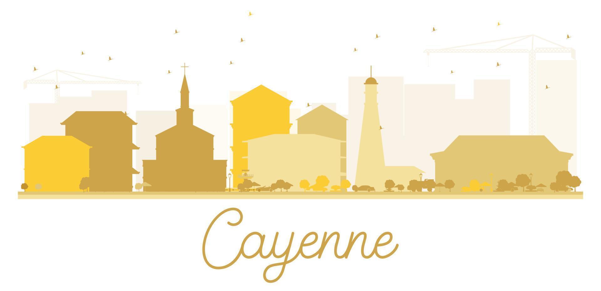 goldene silhouette der skyline der cayenne-stadt. vektor