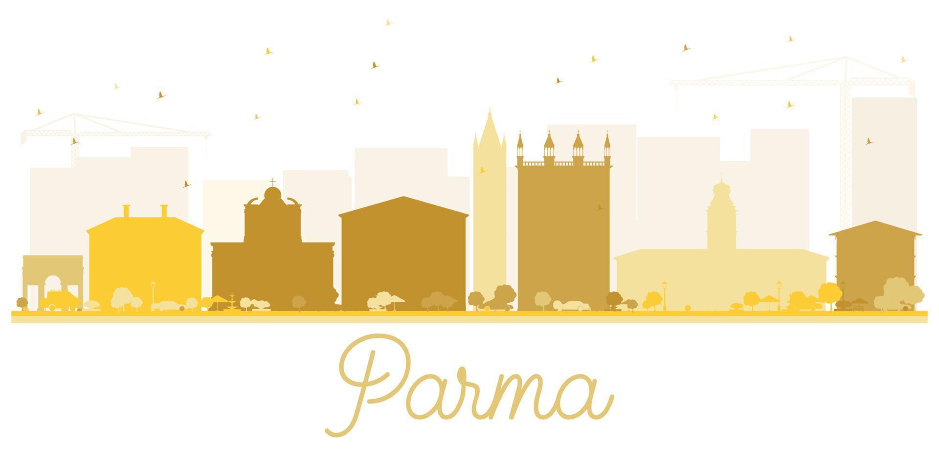 goldene silhouette der skyline der stadt parma. vektor