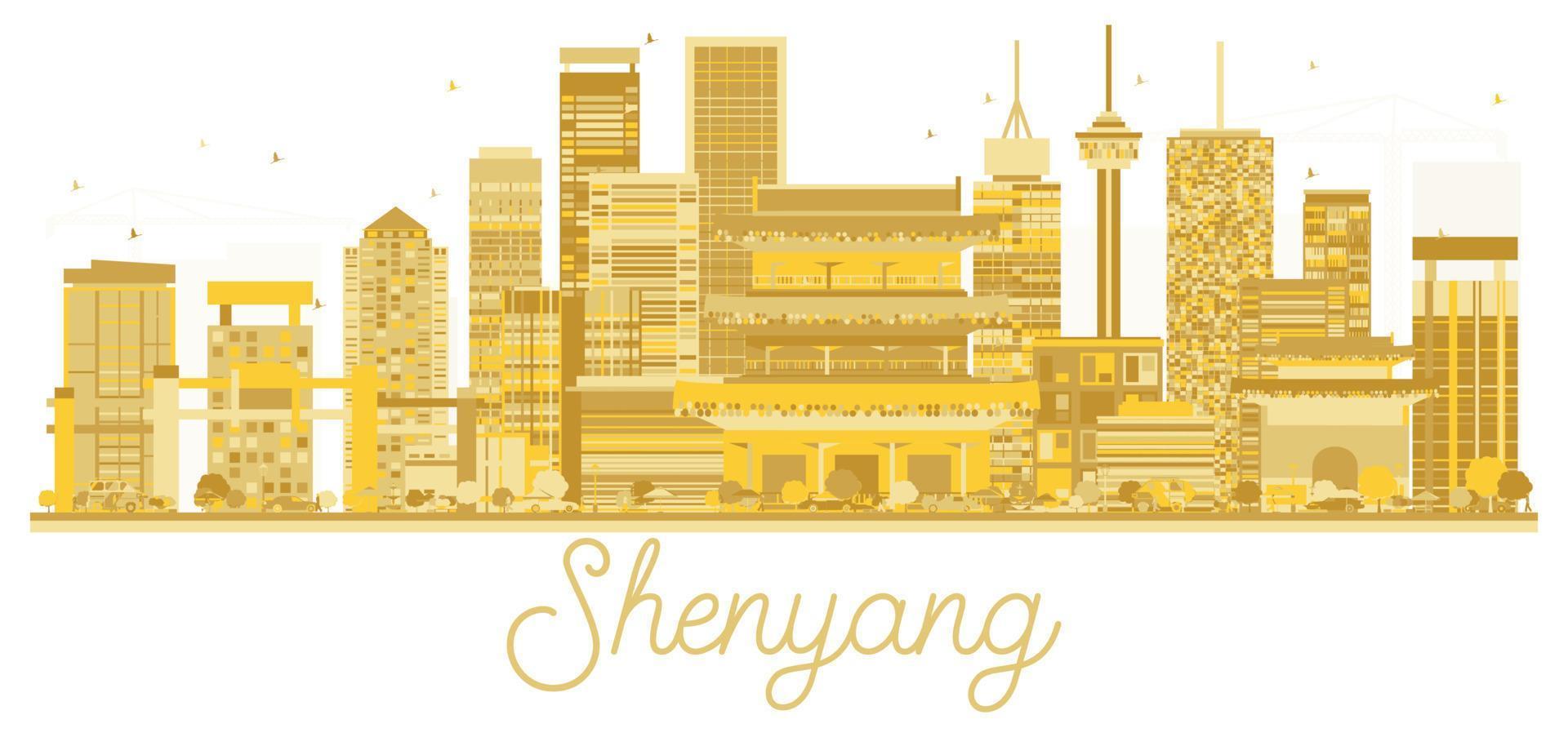 shenyang Kina stad horisont gyllene silhuett. vektor