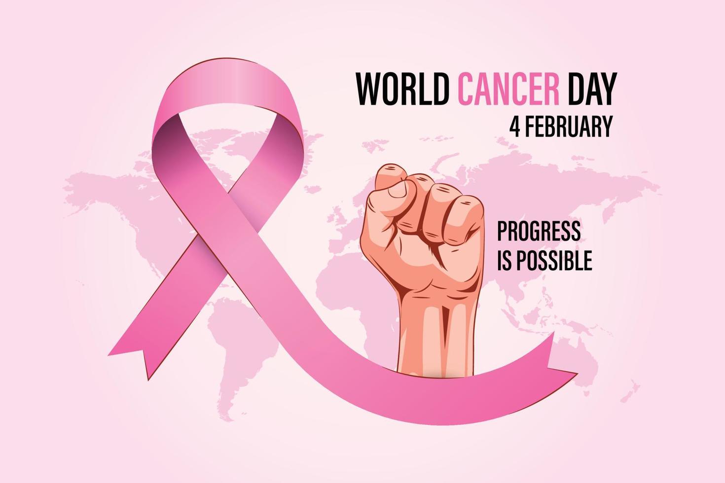 värld cancer dag, 4 februari. hand med band. vektor illustration
