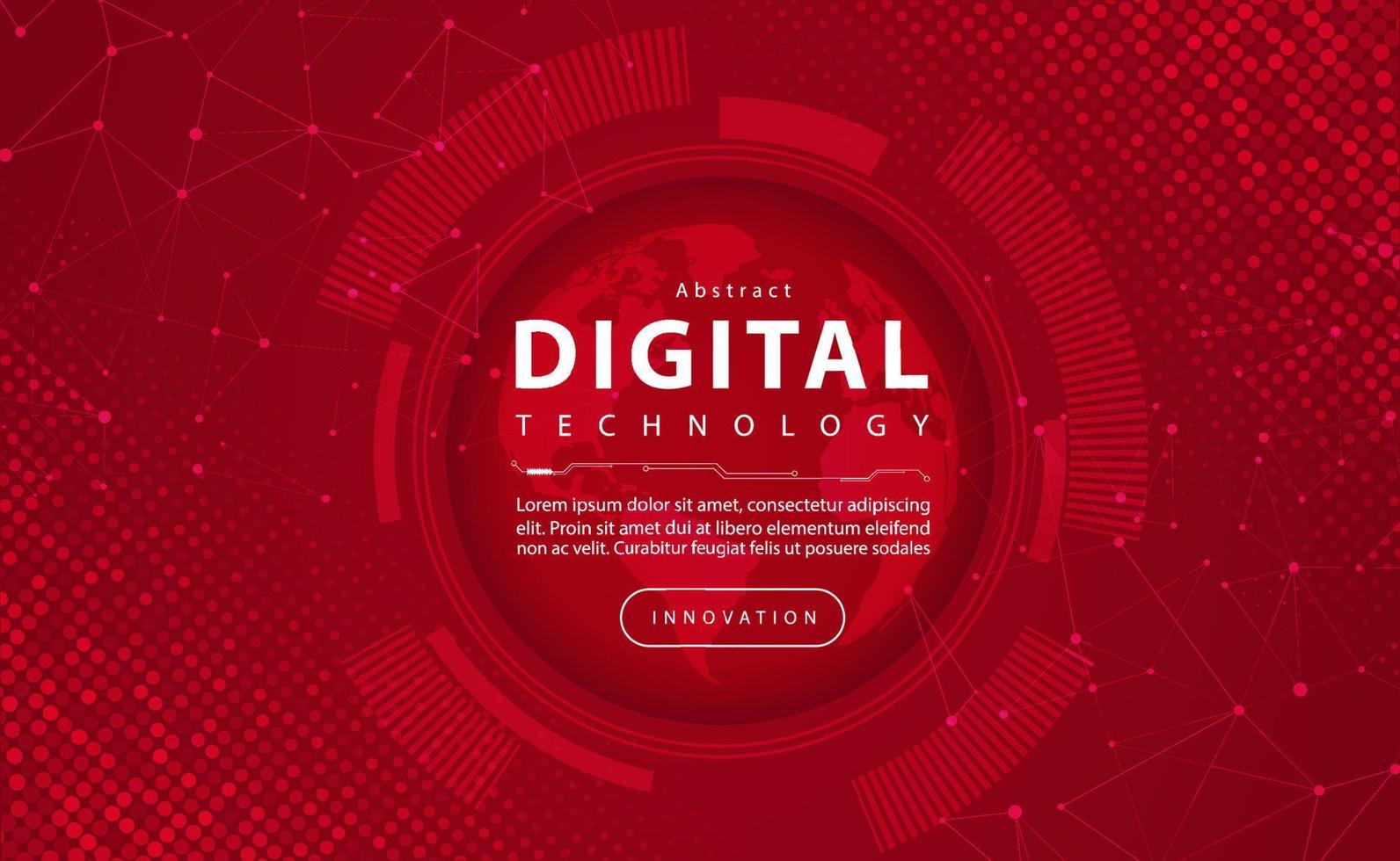 digitales Technologiebanner rotes Hintergrundkonzept, Lichteffekt der Schaltungstechnologie, abstrakte Cyber-Technologie, zukünftige Innovationsdaten, Internet-Netzwerk, ai Big Data, Linienpunktverbindung, Illustrationsvektor vektor