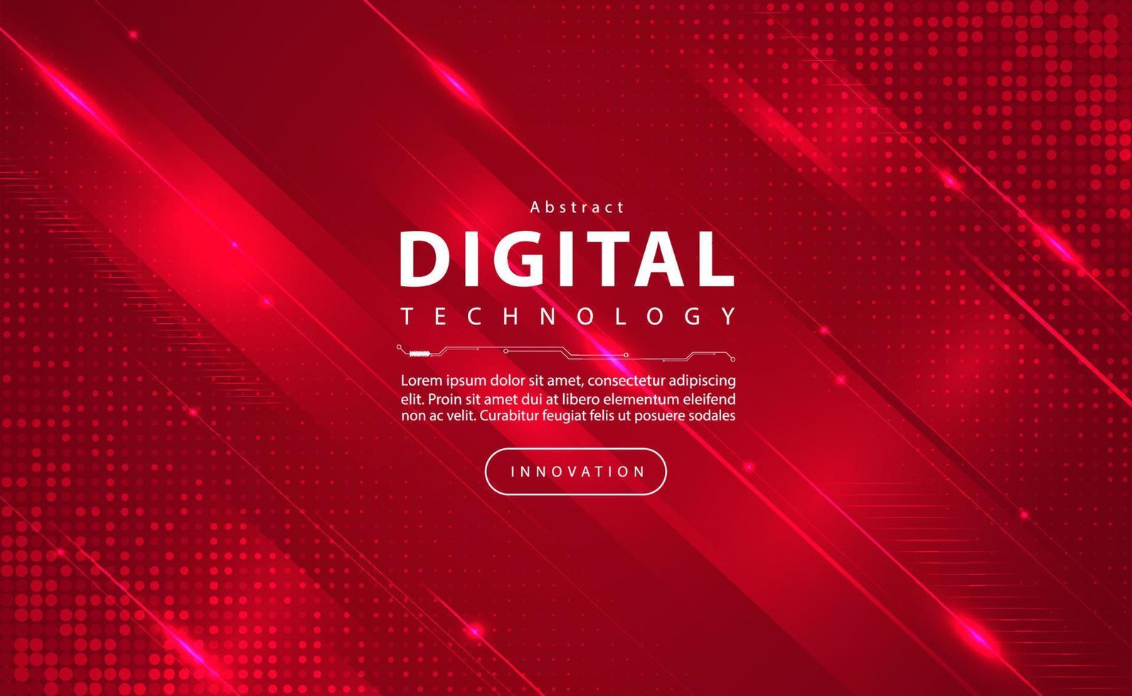 digital teknologi baner röd bakgrund begrepp, krets teknologi ljus effekt, abstrakt cyber teknik, innovation framtida data, internet nätverk, ai stor data, linje prickar förbindelse, illustration vektor