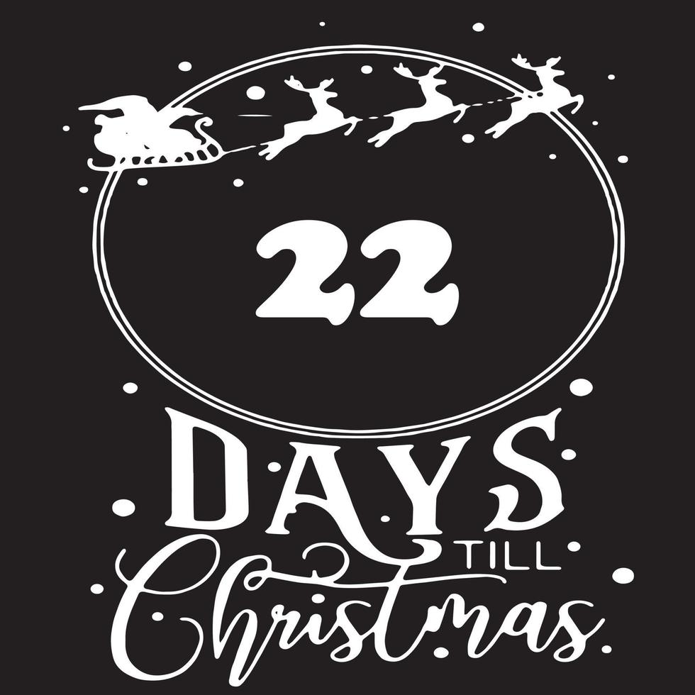 22 Tage bis Weihnachten, einfaches schwarzes Logo mit weißen Mustern darauf vektor
