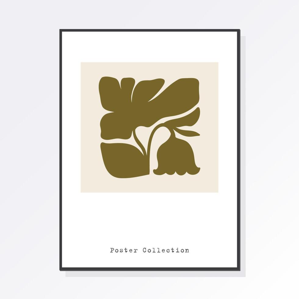 trendig matisse botanisk vägg konst med blommig mönster i pastell färger, boho dekor, minimalistisk konst, illustration, affisch, vykort. samling för dekoration. uppsättning av abstrakt mode kreativitet. vektor