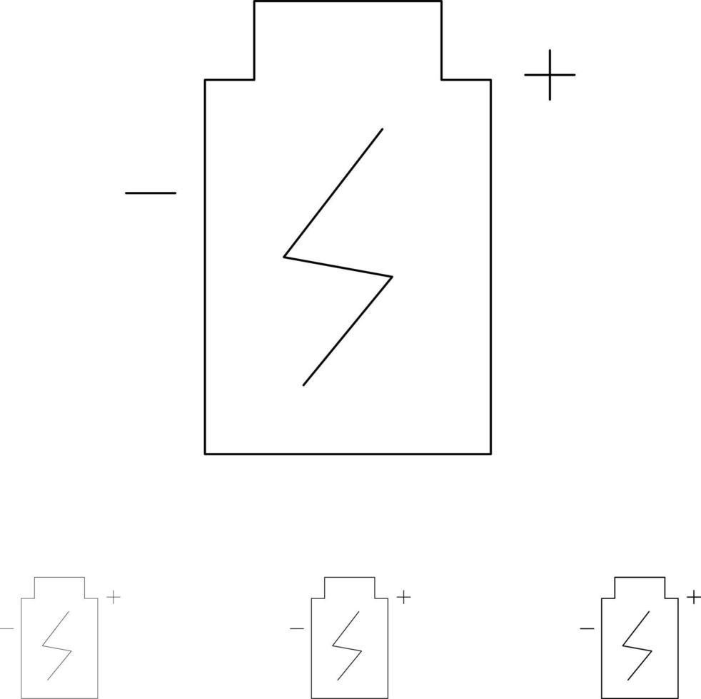 batterie ökologie energie umwelt fett und dünne schwarze linie symbolsatz vektor