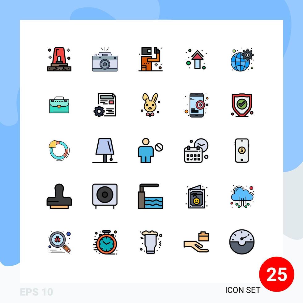 modern uppsättning av 25 fylld linje platt färger pictograph av hetero upp öppning pilar mördare redigerbar vektor design element