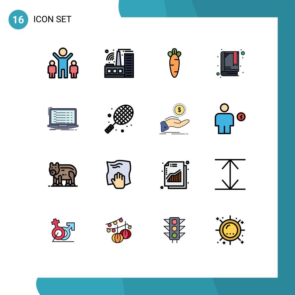 uppsättning av 16 modern ui ikoner symboler tecken för bärbar dator kodning påsk app bokmärke redigerbar kreativ vektor design element