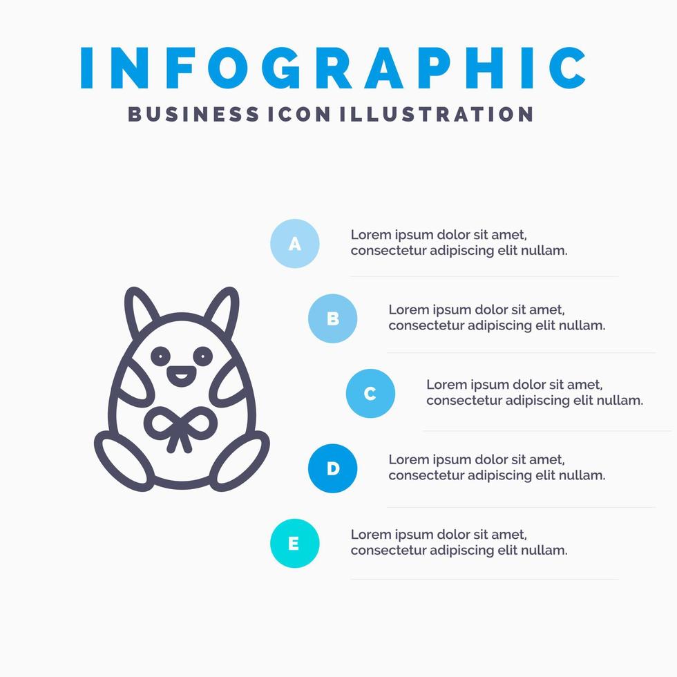 Huhn Ostern Baby Happy Line Symbol mit 5 Schritten Präsentation Infografiken Hintergrund vektor