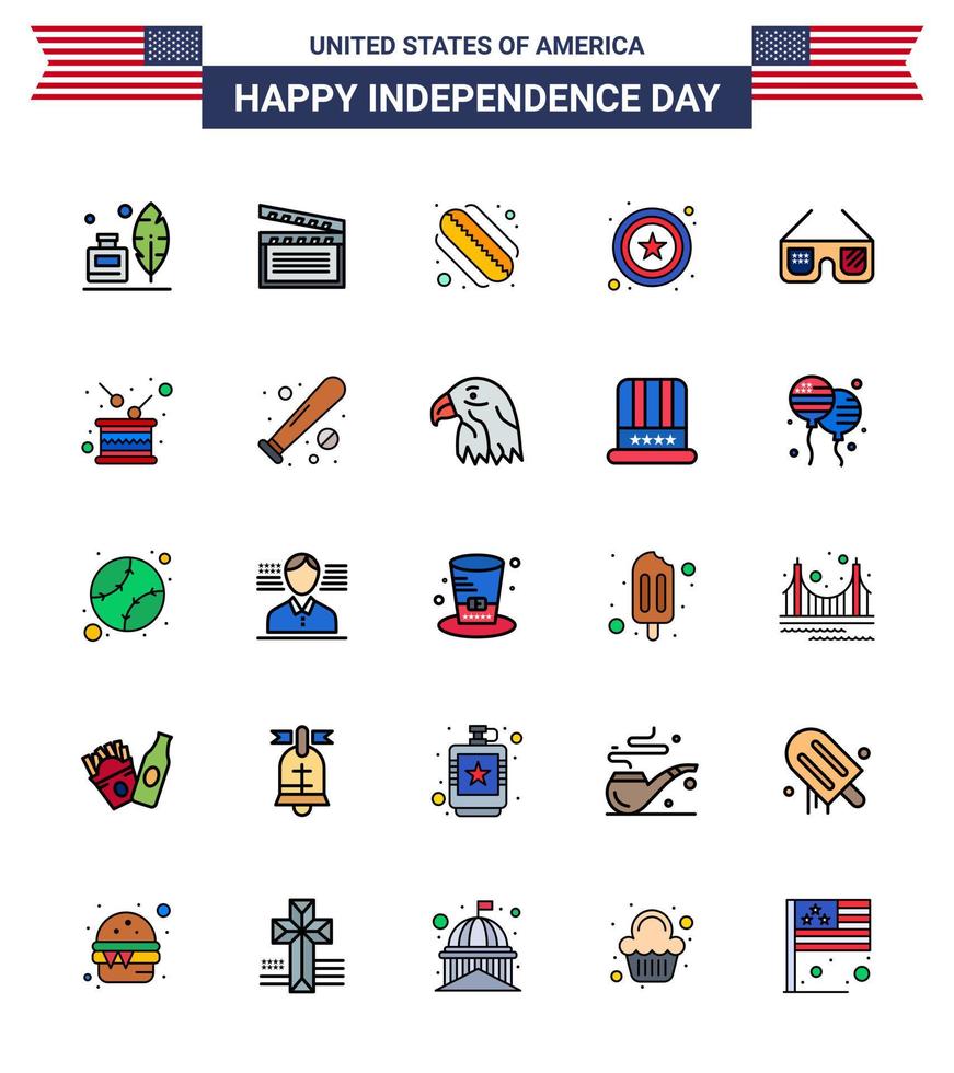 25 kreativ USA ikoner modern oberoende tecken och 4:e juli symboler av USA glasögon amerikan solglasögon stjärna redigerbar USA dag vektor design element