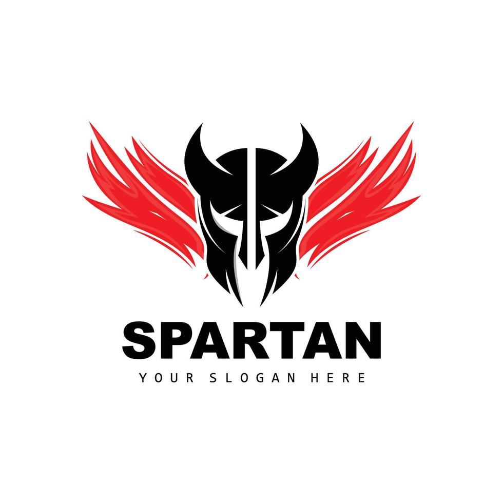 spartanisches Logo, Vektorwikinger, Barbar, Kriegshelmdesign, Produktmarkenillustration vektor