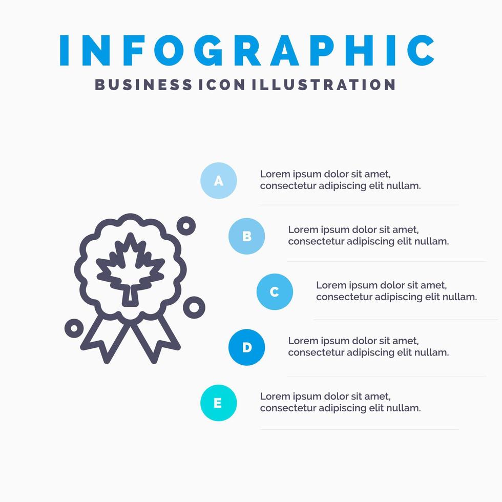 Blatt Auszeichnung Abzeichen Qualitätslinie Symbol mit 5 Schritten Präsentation Infografiken Hintergrund vektor