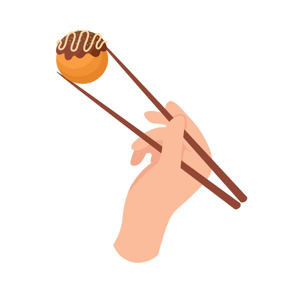 klotter platt ClipArt. söt takoyaki, asiatisk gata mat. Allt objekt är målade om. vektor