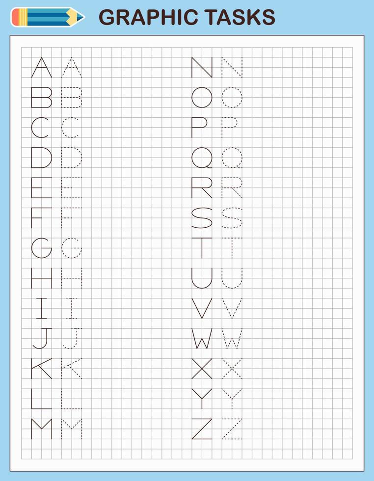 grafisk uppgifter. pedagogisk spel för förskola barn. kalkylblad för praktiserande logik och motor Kompetens. spel för barn. grafisk uppgifter med annorlunda objekt och element. vektor illustration