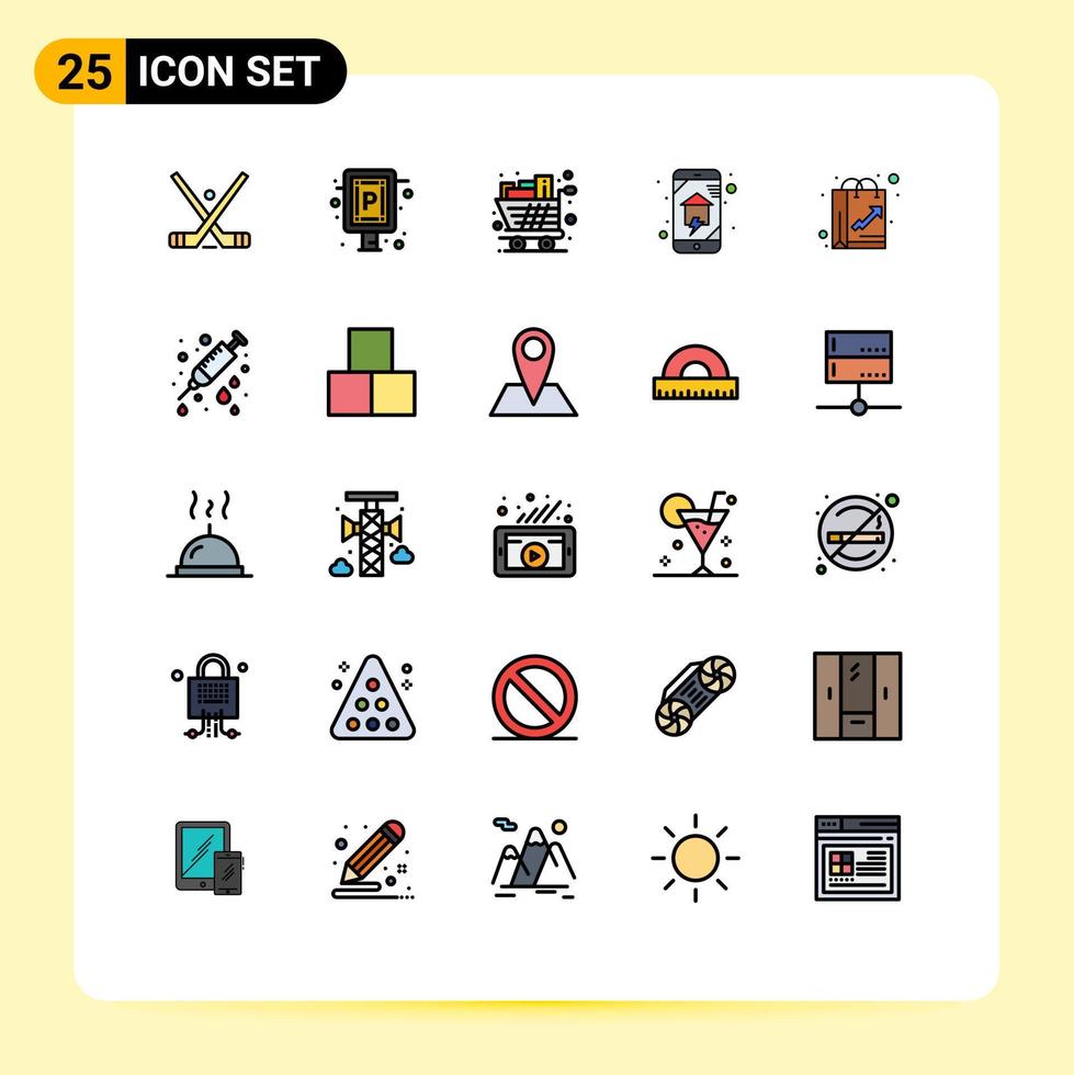 uppsättning av 25 kommersiell fylld linje platt färger packa för Hem wiFi Hem automatisering styrelse hushåller handla redigerbar vektor design element