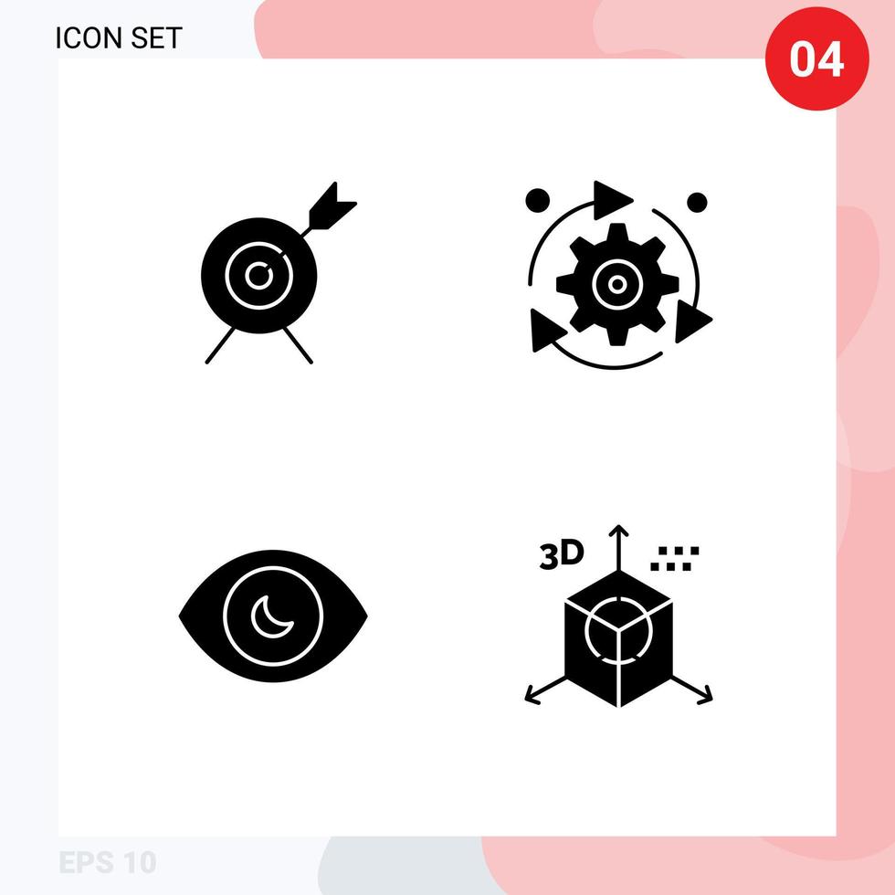 satz von 4 modernen ui-symbolen symbole zeichen für das ziel menschliches auge einstellung zahnradansicht editierbare vektordesignelemente vektor