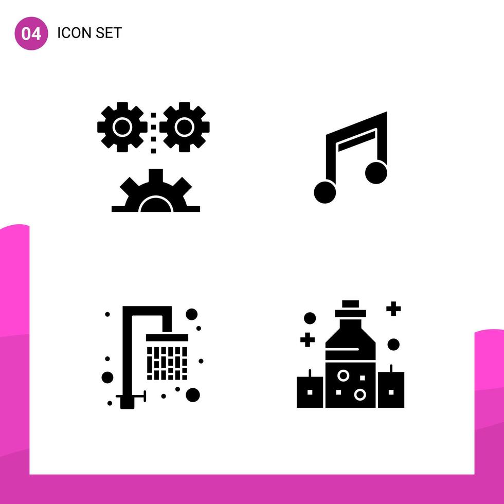 glyf ikon uppsättning packa av 4 fast ikoner isolerat på vit bakgrund för mottaglig hemsida design skriva ut och mobil tillämpningar vektor
