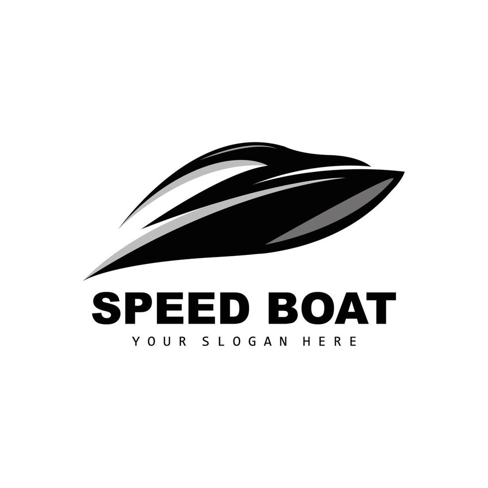 Schnellboot-Logo, schneller Frachtschiff-Vektor, Segelboot, Design für Schiffsbauunternehmen, Schifffahrt, Seefahrzeuge, Transport vektor