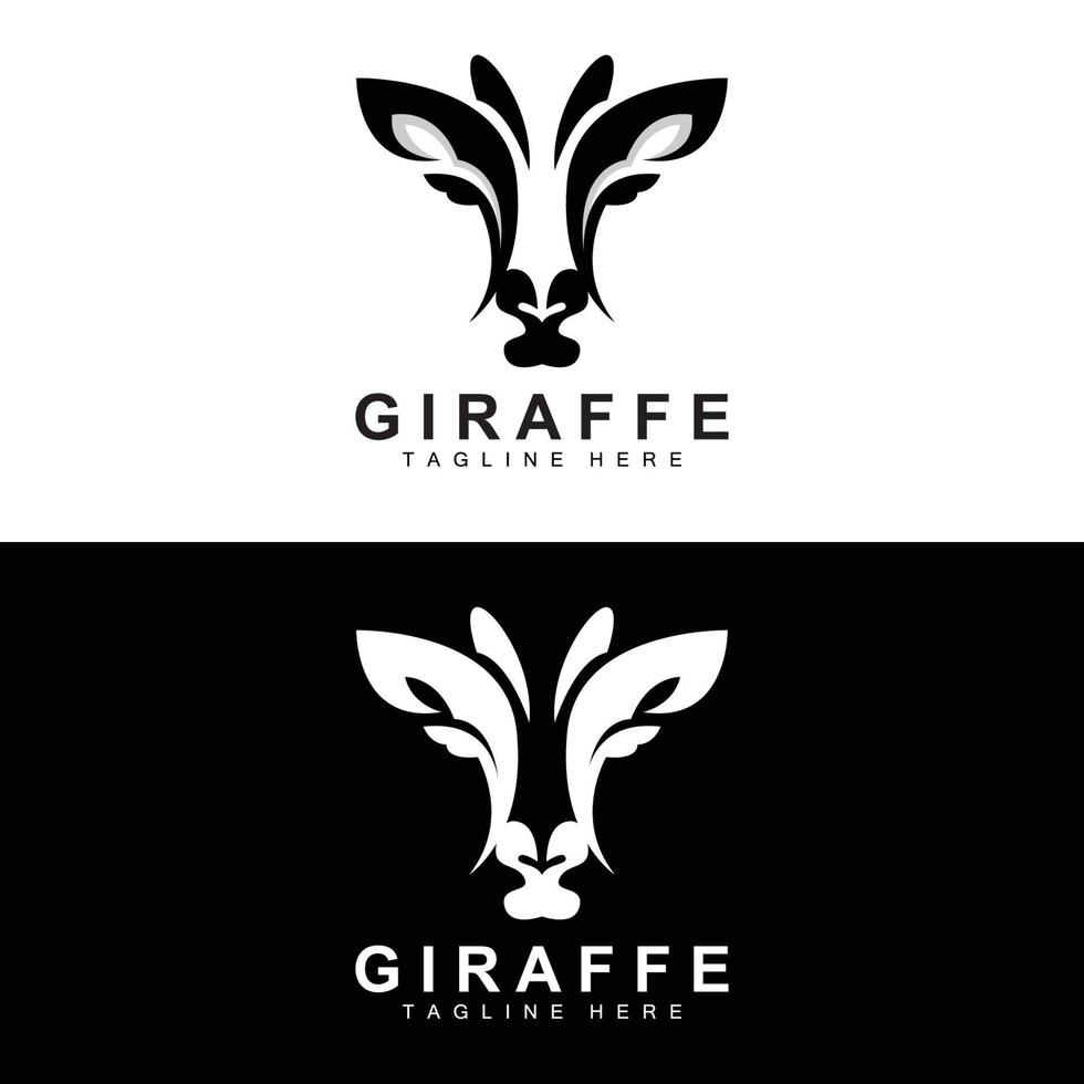 Giraffen-Logo-Design, Giraffenkopf-Vektorsilhouette, Tier mit hohem Hals, Zoo, Tattoo-Illustration, Produktmarke vektor