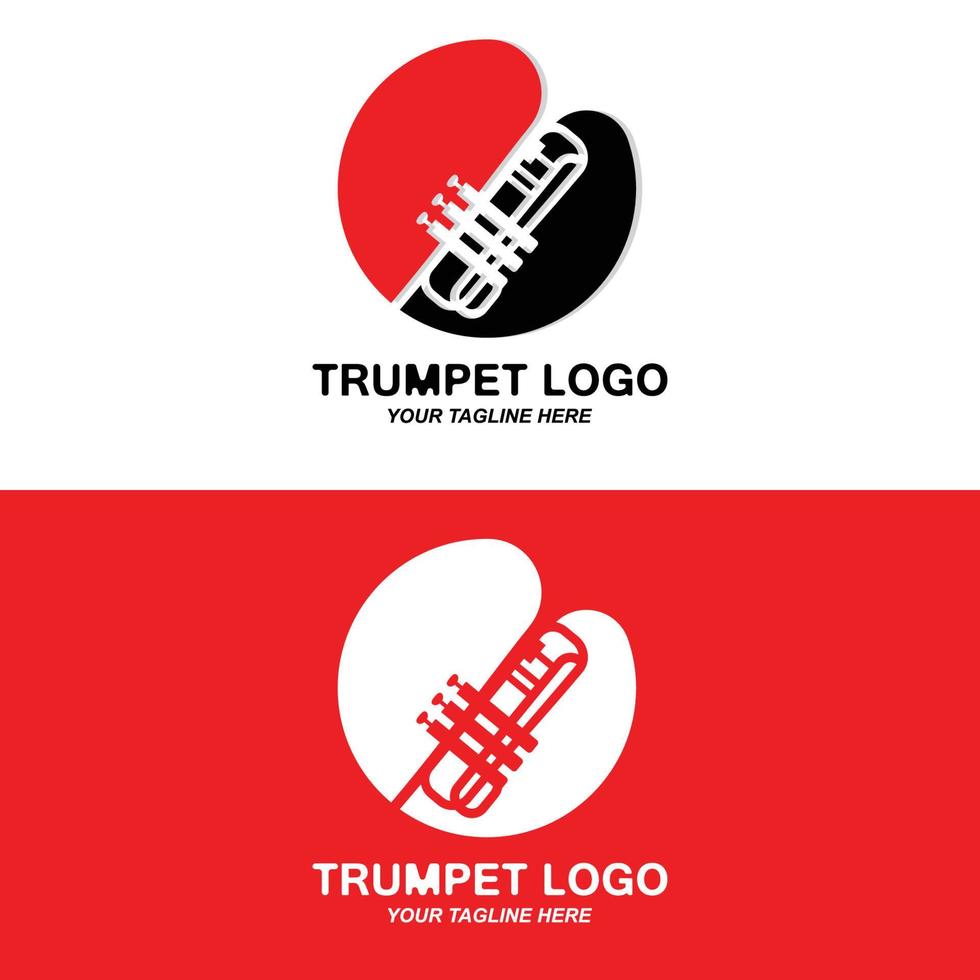 Trompetenlogodesign, erzeugen Melodie, Musikinstrumentvektorskizzenillustration vektor