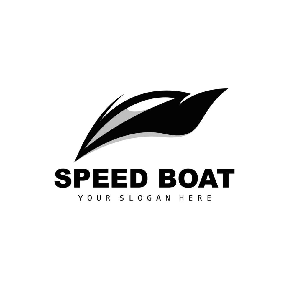 Schnellboot-Logo, schneller Frachtschiff-Vektor, Segelboot, Design für Schiffsbauunternehmen, Schifffahrt, Seefahrzeuge, Transport vektor