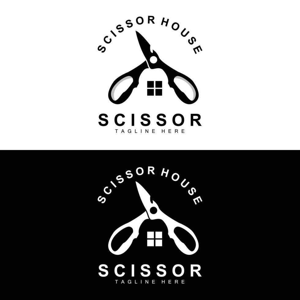 Scheren-Logo-Design, Barbershop-Rasierer-Vektor, Babershop-Scheren-Markenillustration vektor