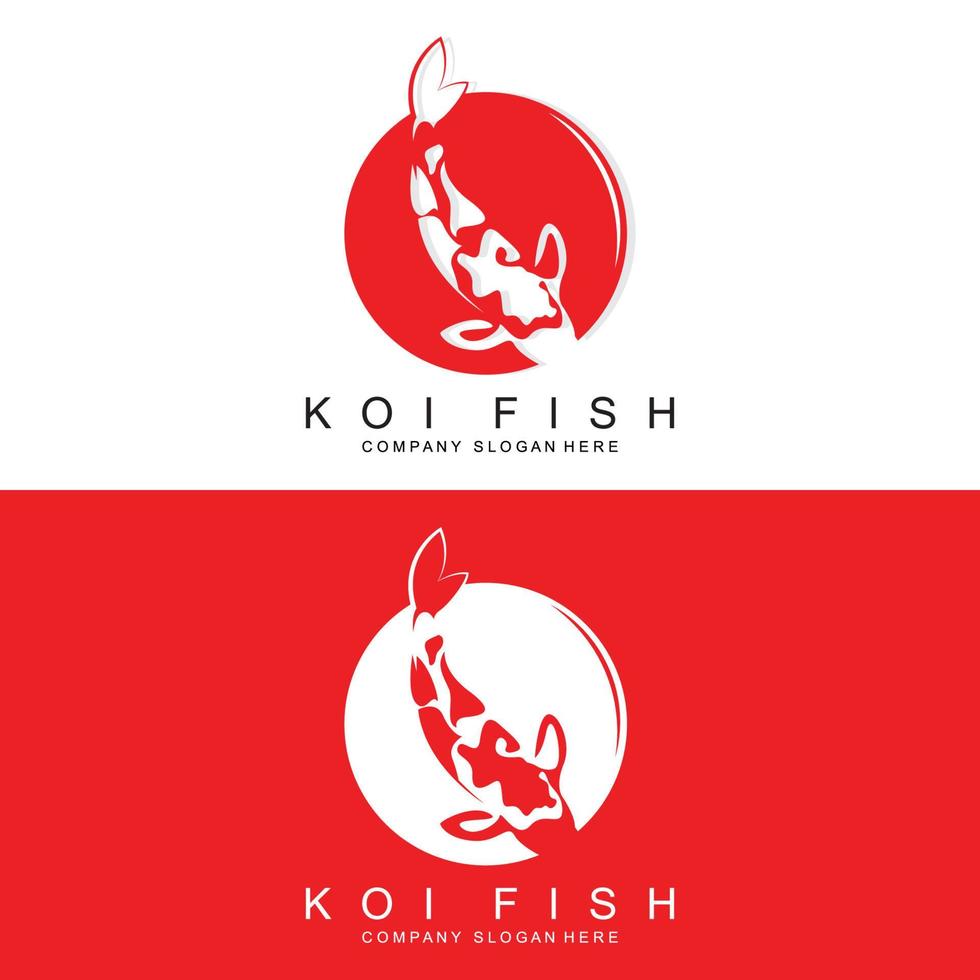 Koi-Fisch-Logo-Design, Zierfisch-Vektor, Aquarium-Ornament-Illustration Markenprodukt vektor