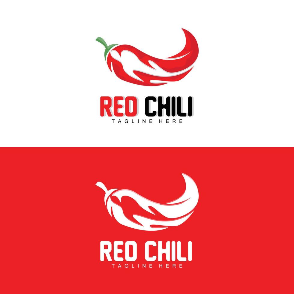 rotes Chili-Logo, scharfer Chili-Pfeffer-Vektor, Chili-Gartenhaus-Illustration, Firmen-Produktmarken-Illustration vektor