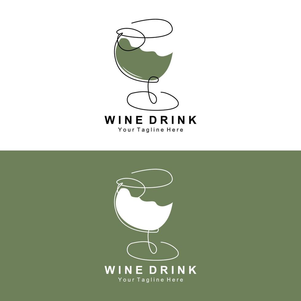 dryck vin logotyp design, glas illustration, alkohol dryck flaska, företag produkt vektor