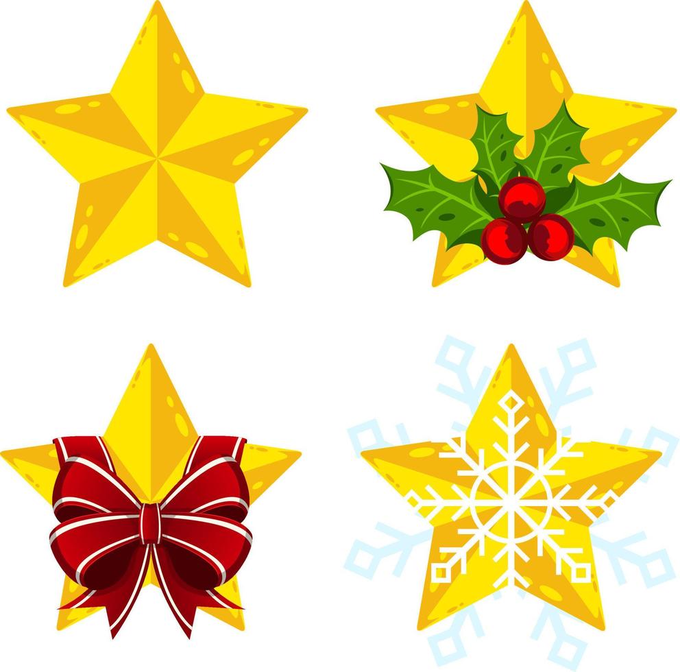 Star Christmas Tree Topper Vektor-Set Urlaub Wintersaison vektor