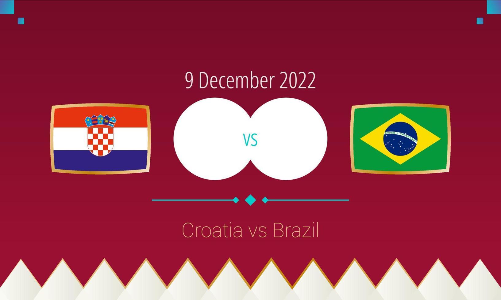 kroatien mot Brasilien fotboll match i fjärdedel final, internationell fotboll konkurrens 2022. vektor