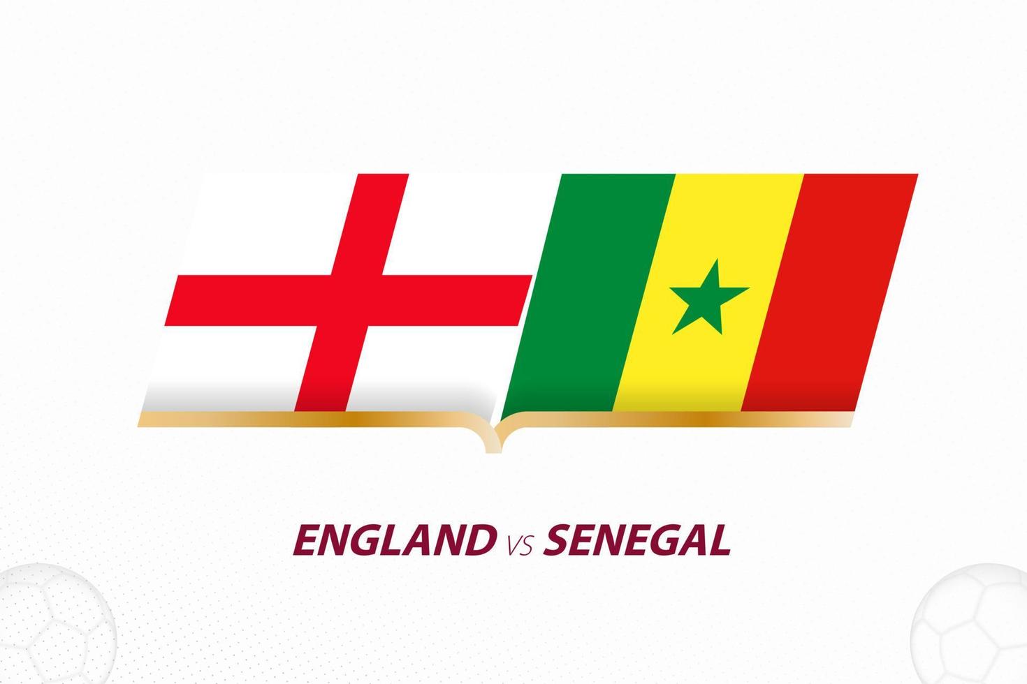 england vs senegal im fußballwettbewerb, runde 16. versus symbol auf fußballhintergrund. vektor