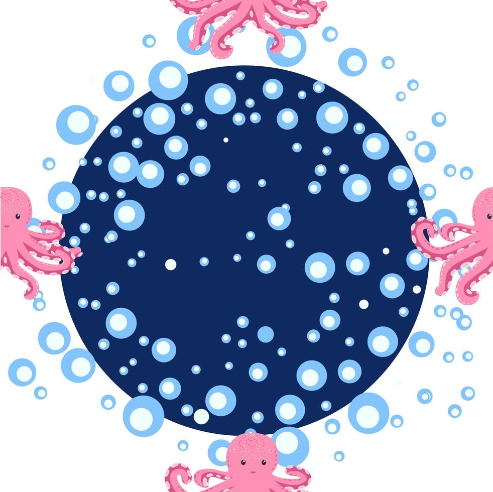 nahtloses muster mit niedlichem kraken, algen und perle. trendiger kinderzimmerhintergrund vektor