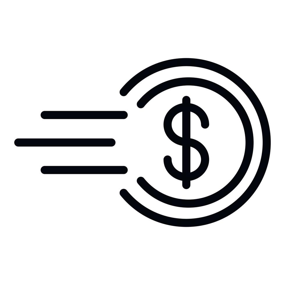 Symbol für schnelle Geldlieferung, Umrissstil vektor