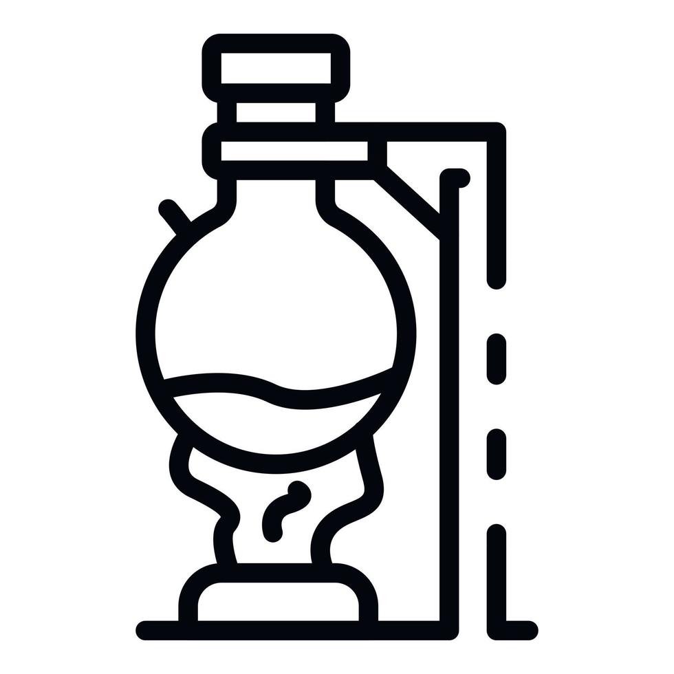 brinnande kemisk flaska ikon, översikt stil vektor