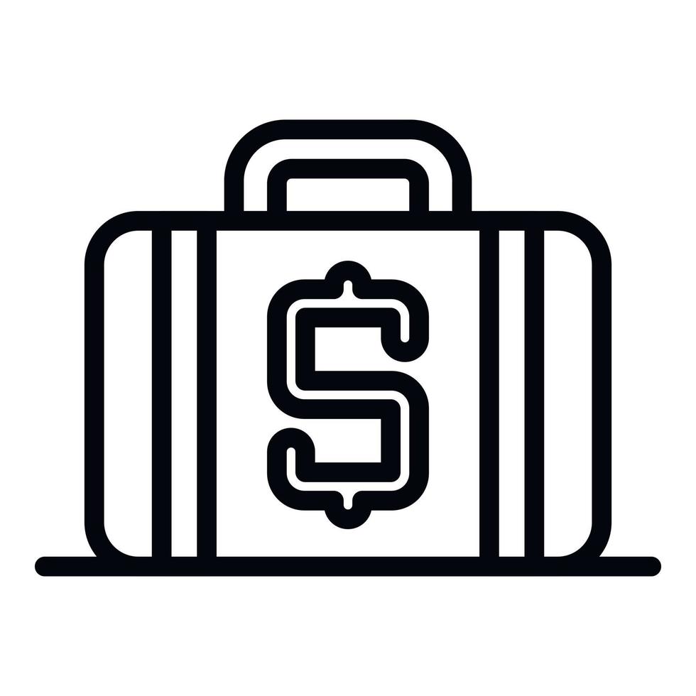 Koffer mit Geldsymbol, Umrissstil vektor