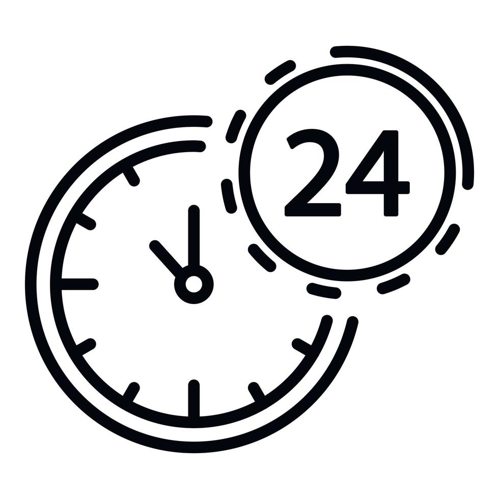 24 timmar Bank Stöd ikon, översikt stil vektor