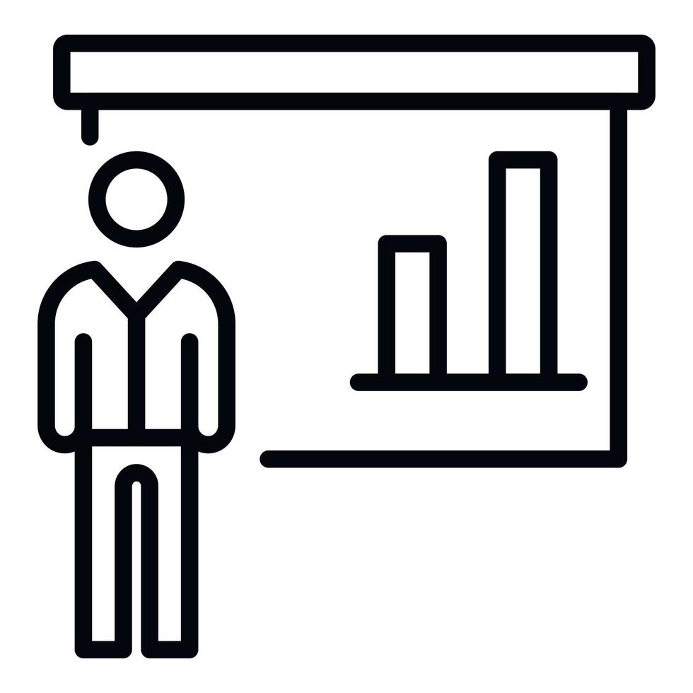 Mann zeigt Diagrammsymbol, Umrissstil vektor