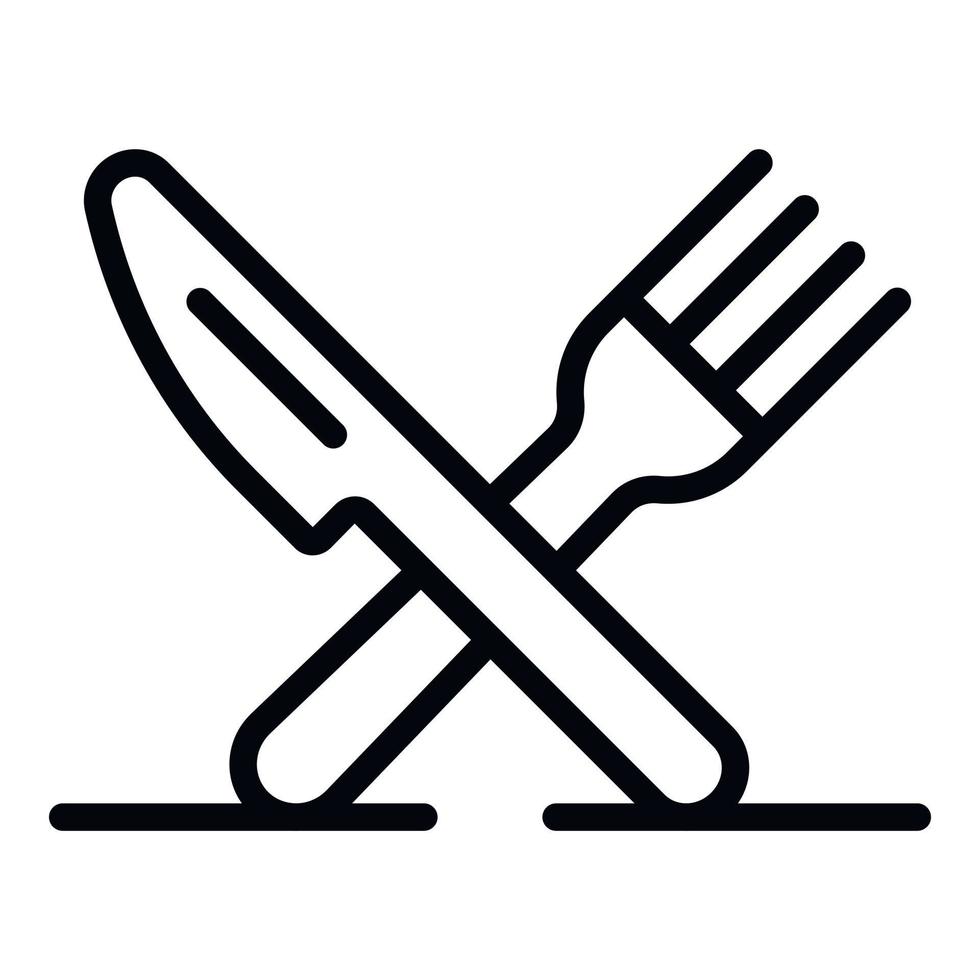 gekreuztes Messer-Gabel-Symbol, Umrissstil vektor